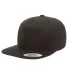 6007 Yupoong Five-Panel Flat Bill Cap in Black front view