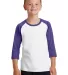 PC55YRS Port & Company® Youth 50/50 3/4-Sleeve Ra Wht/Purple front view
