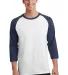 PC55RS Port & Company® 50/50 3/4-Sleeve Raglan Wht/Navy front view