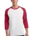 PC55RS Port & Company® 50/50 3/4-Sleeve Raglan Wht/Red front view