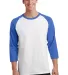 PC55RS Port & Company® 50/50 3/4-Sleeve Raglan Wht/Royal front view