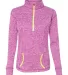 8617 J. America Women's Cosmic Fleece Quarter Zip  Magenta/ Neon Yellow front view