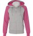  8868 J. America Women's Glitter Hooded Full-Zip S Oxford/ Wildberry front view