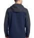 J335 Port Authority Hooded Core Soft Shell Jacket in Db nvy/bat gry back view