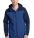  J335 Port Authority Hooded Core Soft Shell Jacket in Ntsky bl/db ny front view