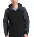  J335 Port Authority Hooded Core Soft Shell Jacket Black/Batl Gry front view