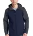  J335 Port Authority Hooded Core Soft Shell Jacket DB Nvy/Bat Gry front view