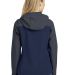 L335 Port Authority Ladies Hooded Core Soft Shell  in Db nvy/bat gry back view