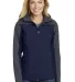 L335 Port Authority Ladies Hooded Core Soft Shell  DB Nvy/Bat Gry front view