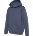 P470 Hanes Youth EcoSmart Pullover Hooded Sweatshi Heather Navy side view