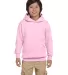 P470 Hanes Youth EcoSmart Pullover Hooded Sweatshi Pale Pink front view