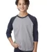 Next Level 3352 Youth CVC Baseball Raglan in Md ny/ d htr gry front view