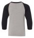 Next Level 3352 Youth CVC Baseball Raglan in Black sleeves/ dark heather grey body back view
