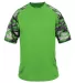 4141 Badger Camo Sport T-Shirt Lime/ Lime Camo front view