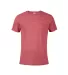 14600 Delta Apparel Adult 30/1's Snow Heather Tee in Red snow heather front view