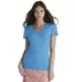1336V Delta Apparel Junior 30/1's V-Neck Tee in Turquoise heather front view