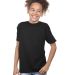 YC1040 Cotton Heritage Youth Cotton Crew T-Shirt Black front view
