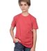 YC1040 Cotton Heritage Youth Cotton Crew T-Shirt in Red heather front view