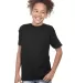 YC1040 Cotton Heritage Youth Cotton Crew T-Shirt in Black front view