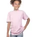 YC1040 Cotton Heritage Youth Cotton Crew T-Shirt in Light pink front view