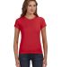 1441 Anvil Ladies' 1x1 Baby Rib Scoop T-Shirt RED front view