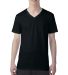 352 Anvil 3.2 oz. Featherweight Short-Sleeve V-Nec Black front view