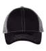7641 Mega Cap Heavy Cotton Twill Front Trucker Cap Black/ Grey front view