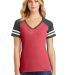 DM476 District Made Ladies Game V-Neck  Hth Red/Hth Ch front view