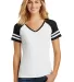 DM476 District Made Ladies Game V-Neck  White/Black front view