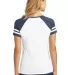 DM476 District Made Ladies Game V-Neck  White/Hth TrNy back view