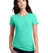 DM108L District Made Ladies Perfect Blend Crew Tee in Aquahthr front view