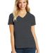 DM1190L District Made Ladies Perfect Blend V-Neck  Hthr Charcoal front view