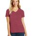 DM1190L District Made Ladies Perfect Blend V-Neck  Hthr Red front view