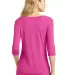 DM444 District Made Ladies Tri-Blend Lace 3/4-Slee Dk Fuchsia Hth back view
