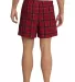District DT1801 Young Mens Flannel Plaid Boxer  New Red back view