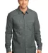 DM3800 District Made Mens Long Sleeve Washed Woven Grey front view