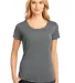 DM441 District Made Ladies Tri-Blend Lace Tee Grey Hthr front view