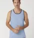 MC1792 Cotton Heritage Men's Ringer Tank Light Blue Heather/Cacao Shell front view