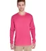 Gildan G474 Adult Tech Long Sleeve T-Shirt in Safety pink front view