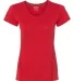 Gildan G47V Ladies Tech V-Neck T-shirt RED front view