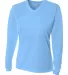 NW3255 A4 Drop Ship Ladies' Long Sleeve V-Neck Bir LIGHT BLUE front view