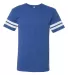 LAT 6937 Adult Fine Jersey Football Tee VN ROYAL/ BD WHT front view