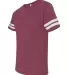 LAT 6937 Adult Fine Jersey Football Tee VN BRGNDY/ BL WH side view