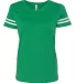 LAT 3537 Women's V-Neck Football Tee VN GREEN/ BD WHT front view