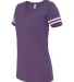 LAT 3537 Women's V-Neck Football Tee VN PURP/ BLD WH side view