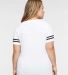 LAT 3537 Women's V-Neck Football Tee in White/black back view