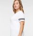 LAT 3537 Women's V-Neck Football Tee in White/black side view