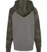 Independent Trading Co. PRM15YSB Youth Raglan Hood Nickel Heather/ Forest Camo back view
