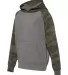 Independent Trading Co. PRM15YSB Youth Raglan Hood Nickel Heather/ Forest Camo side view