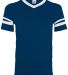 Augusta Sportswear 361 Youth V-Neck Football Tee in Navy/ white front view